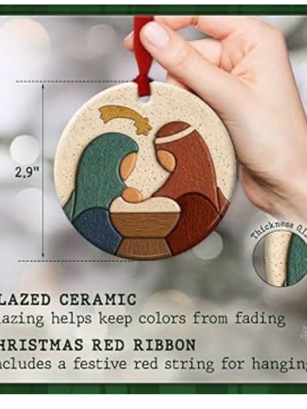 Nwt new in box ceramic Christmas ornament - Picture 3 of 4